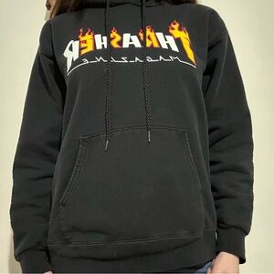 Thrasher Black Hoodie with San Francisco Detail